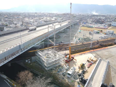 大和御所道路橿原高田ICランプ橋（AP20）下部工事